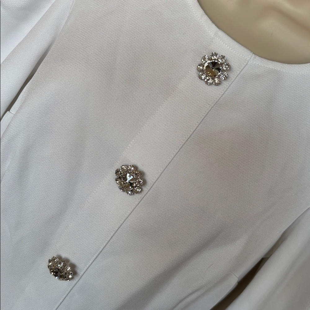 Danielle Bernstein White Rhinestone Mini Dress Lo… - image 8